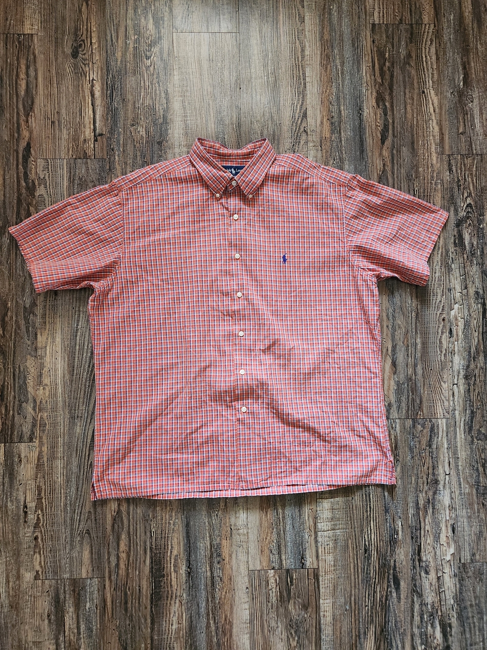 Ralph Lauren Orange Red Plaid Button-Down Shirt